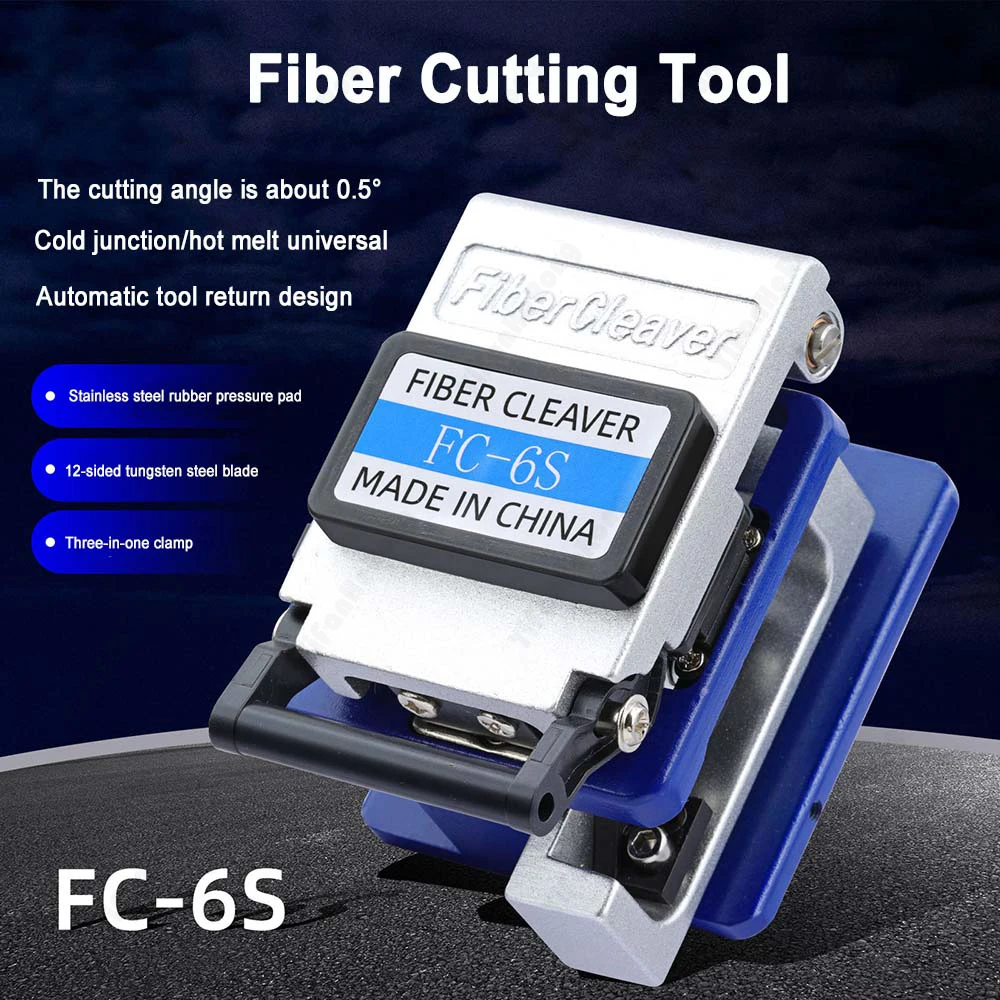 

FC-6S Fiber Cleaver FTTH Automatic Return Optical Fiber Cable Cutting Tools Fiber Cutter Knife 16 Surface Blade Metal Material