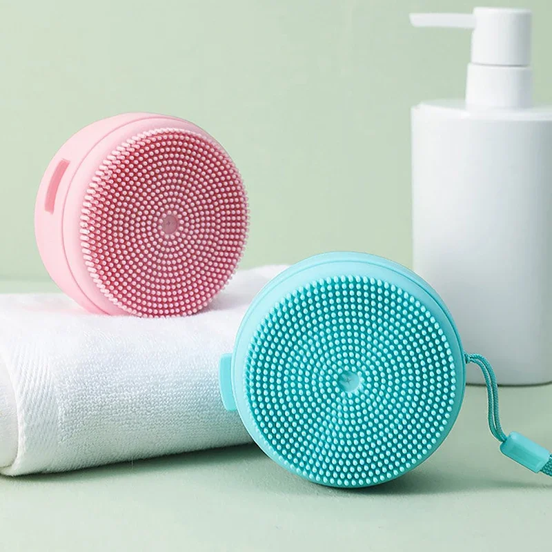 Description Picture 6 of item1pc Portable Bathing Brush Hanging Bath Body Scrubber Soap Case Silicone Brush Massage Hair Tactile Brush bath sponge