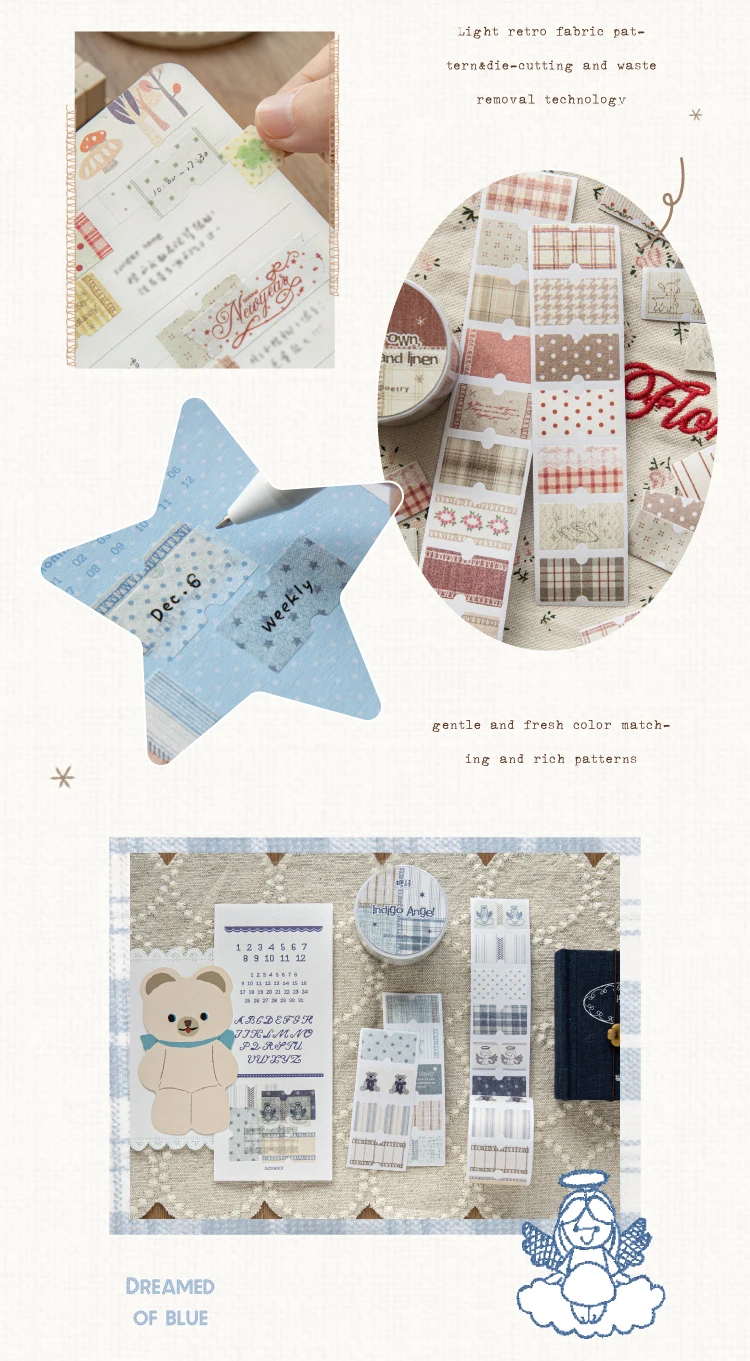 3,6 m/Rolle, handgefertigtes Etikett, Washi-Aufkleber, Kunst, Collage, Junk-Journal, DIY-Handbuch, Sammelalbum, Tagebuch, Ästhetik, Schreibwaren, Aufkleberband – Detail 3