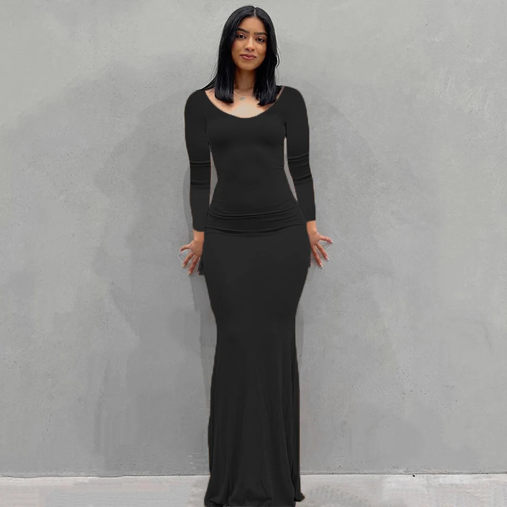 

Fashion Sexy Autumn Evening Maxi Dress Women Party Club Ladies Black Elegant Bodycon Long Dresses Woman Vestido Feminino 2023