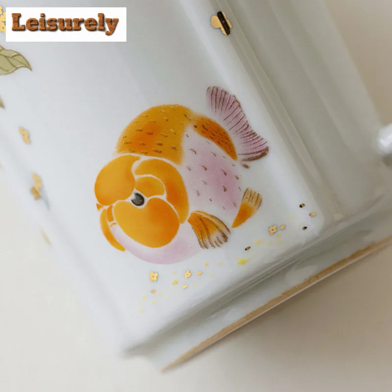 280ml Grass Ash Glaze Golden Osmanthus Fish Coffee Mug Latte Cereal Mug Afternoon Tea Mug Personal Office Water Cup Teaware Gift