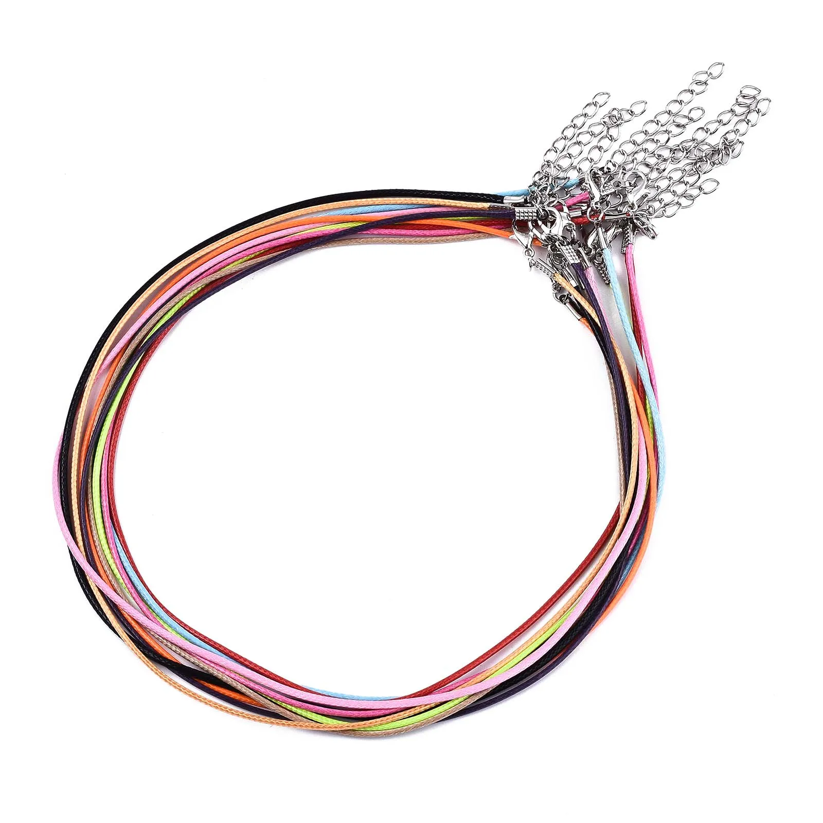100pcs Waxed Cotton Cord Necklace Making Adjustable Braided Rope String Necklace Lobster Clasps End Chains for Jewelry Making
