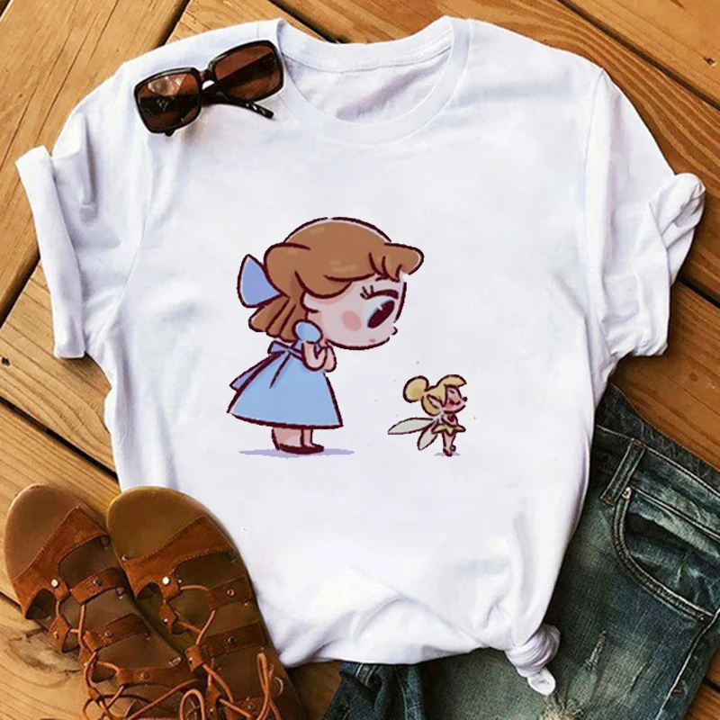 Disney Princess Graphic Printed Women T Shirt Fashion Summer Casual Short Sleeve Top Tees Cartoon Graphic Print 90s Tops Tee t shirt