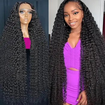 250 Density Loose Deep Wave 13x6 Lace Front Human Hair Wigs Brazilian 30 40 Inches Curly Water Wave HD 13x4 Lace Frontal Wig 1
