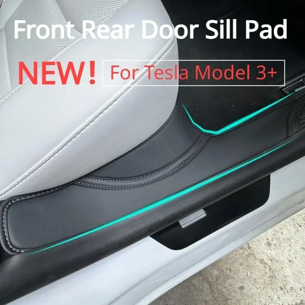 

Для Tesla Model 3 + передняя и задняя дверь, фотодверь, приветственная педаль, порог, полоса, 4 шт., кожаная новая модель 3, аксессуары Highland 2024