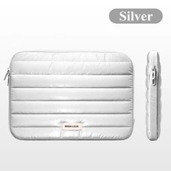 Puffy Laptop Sleeve - 13/14 Inch Fashionable Soft Case for Tablets and Notebooks (Silver)