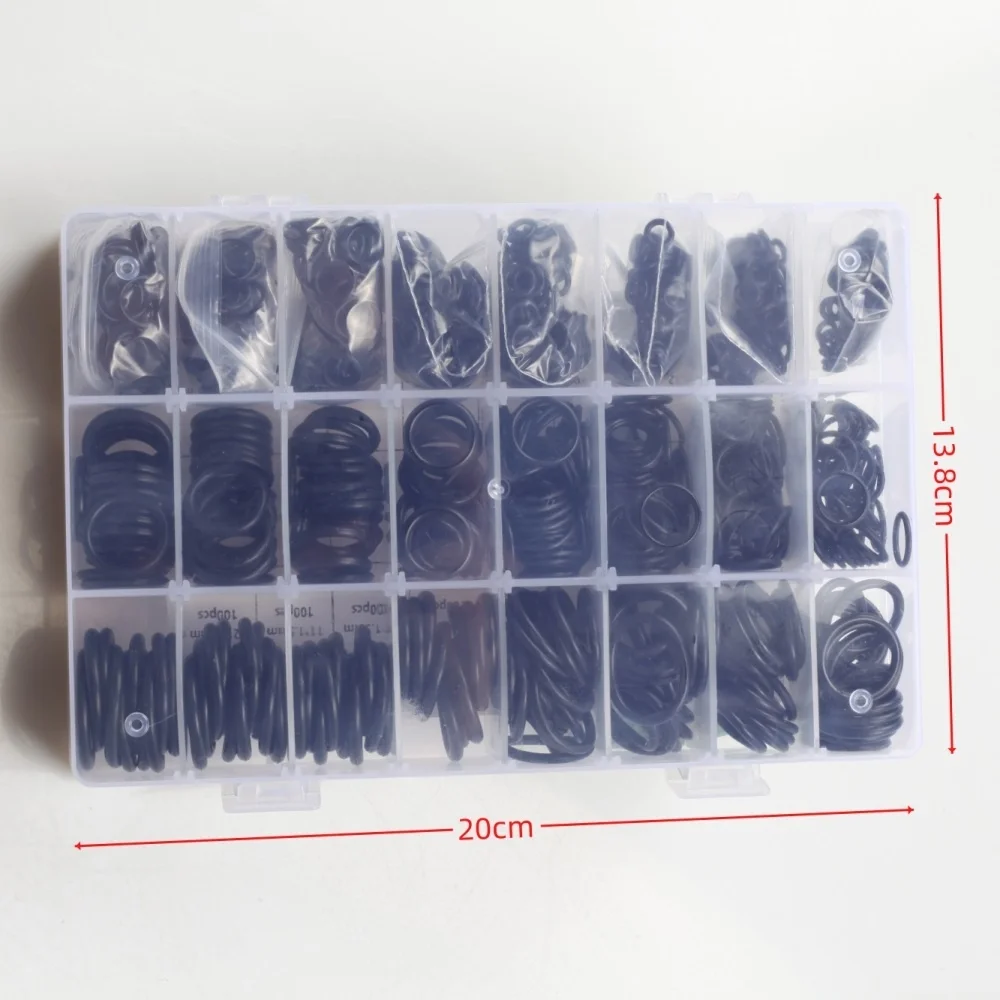 1200Pcs 24 크기 범용 자동차 에어컨 HNBR O 링 자동 수리 도구 압축기 고무 링 실란트 자동차 액세서리