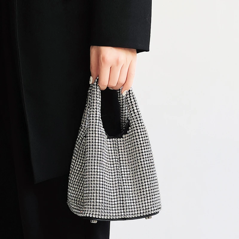 Women's Sparkly Evening Bags Full Glitter Rhinestone Portable Handbag