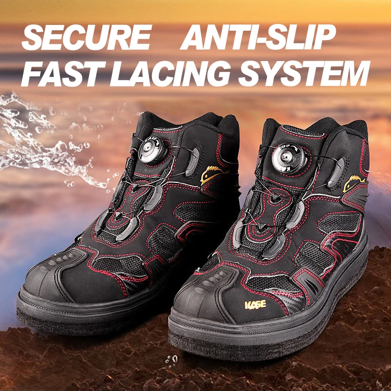 Air-Permeable Fishing Shoes Swivel Buckle Felt Sole Nails Hiking Waders Skid-Proof Reef-Climbing Shoes