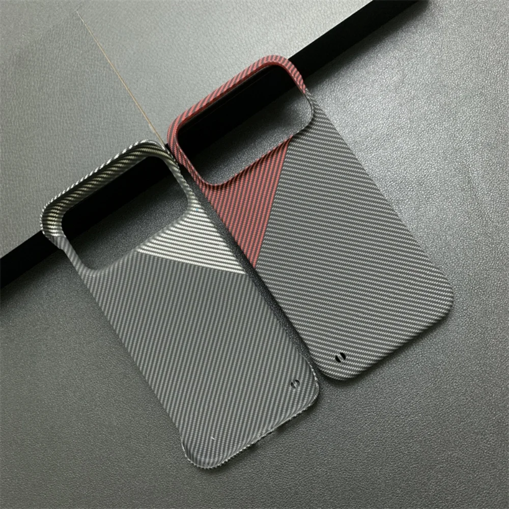 Stylish Carbon Fiber Texture PC Phone Case with Heat Dissipation & Lanyard Hole