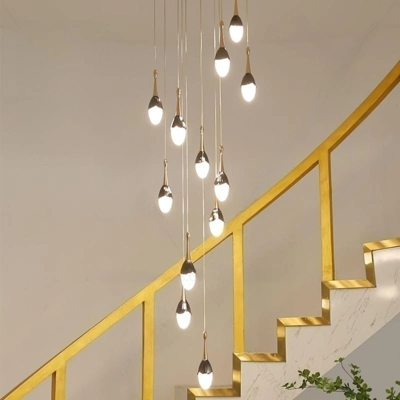 

Corn-Shaped Staircase Chandelier Design Gold LED Chandelier Acrylic Living Room Lamp Kitchen Office Apartment Pendant Lamp