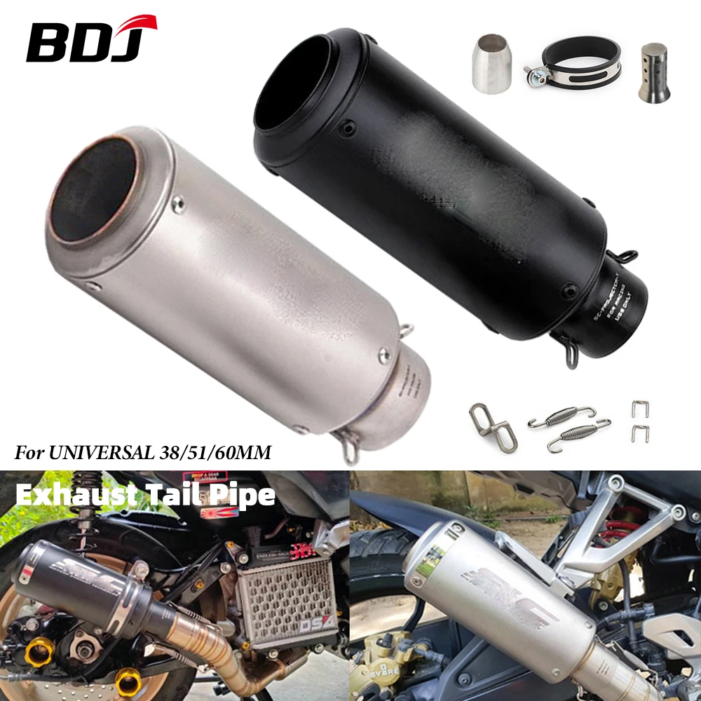 

Universal 38mm 51mm 60mm Exhaust Pipe Motorcycle Exhaust Muffler Link Pipe Tailpipe With DB Killer Full Set SC Style