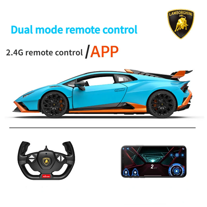 

Модель автомобиля RASTAR 1:14 Lamborghini Huracan STO с дистанционным управлением, роскошная спортивная гоночная коллекция, подарки, игрушки для мальчика, светильники с открытой дверью