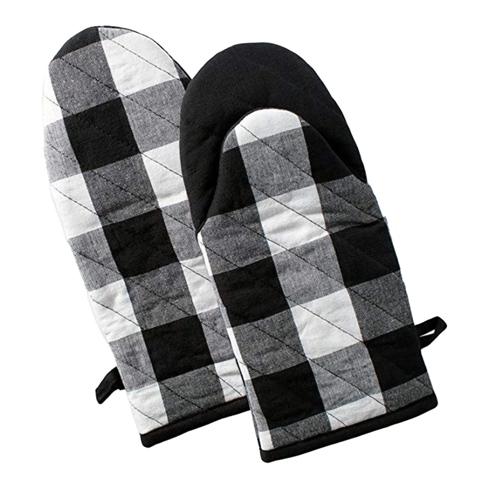 1 Pair Oven Mitts Microwave Gloves Thickened BBQ Cooking Mitts Non-Slip Heat Resistant Baking Gloves Kitchen Accessories