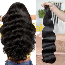 GDYLUXURY 10A Body Wave Bundles Human Hair Virgin Remy Human Hair Brazilian Weaving Natural Black 3/4 PCS Bundles Natural Hair