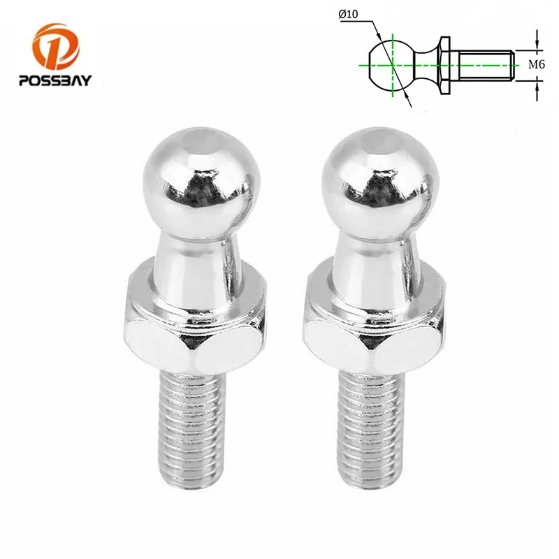 

Автомобильные шариковые болты M6, 10 мм, серебристые универсальные для газовых стойки, Шариковые концевые колпачки, колесо с резьбой, автозапчасти