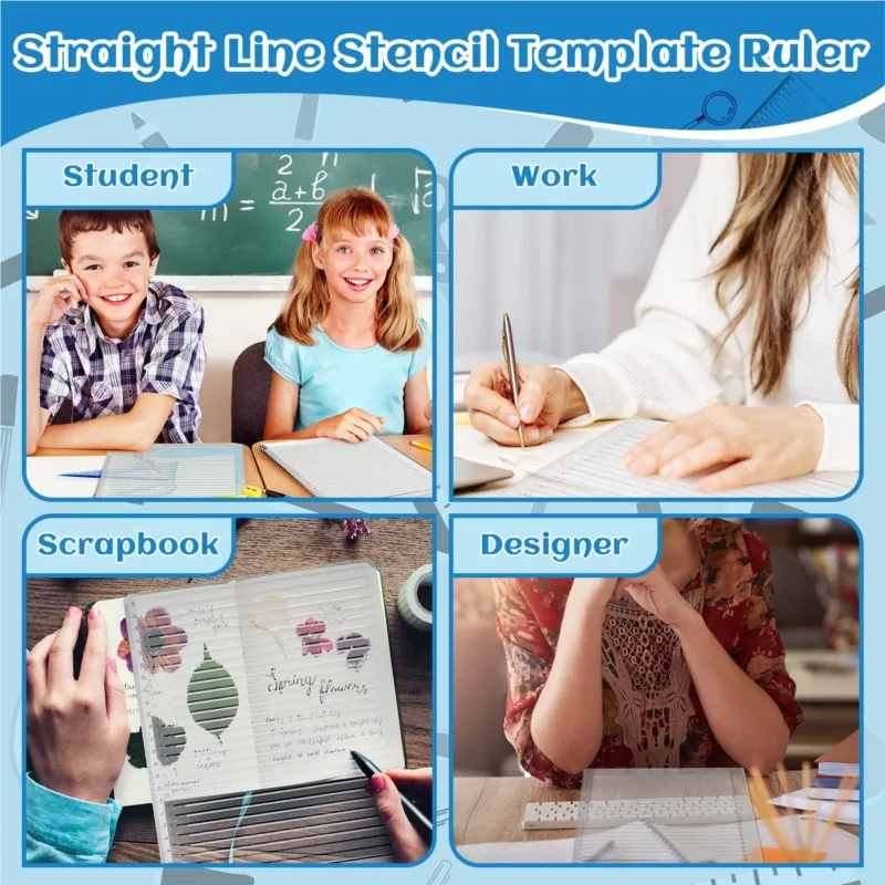 Geometric Drawing Ruler A4 PubMed Ruler Calligraphy Template Straight Line Writing Tool Geometry Rulers Journaling Envelope Lettering Guide Template
