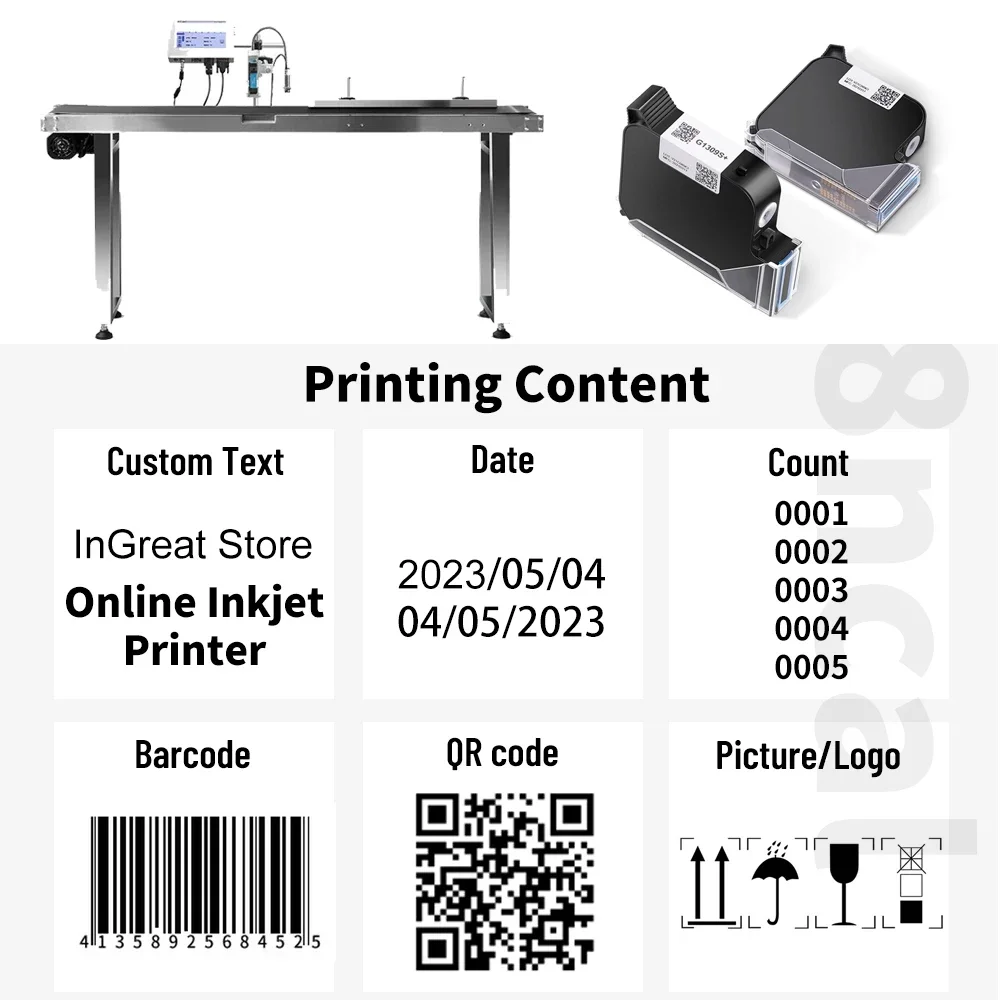TIJ Expiry Date Inkjet Printer 4.3" Intelligent Coding Machine Wrapping Machines Printer Logo Variable Data QR/Bar Code Glass images - 6