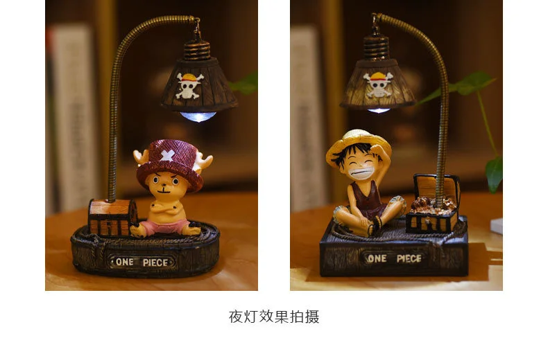 Anime One Piece Luffy Figure Toy - 17cm Cute Table Lamp with Chopper Figure and Night Lamp Light for Home Decoration