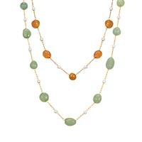 Boho-Collier de plage en pierre naturelle irrégulière pour femmes, colliers de la présidence, acier inoxydable 216.239.perle diversifier, cadeau de bijoux 4