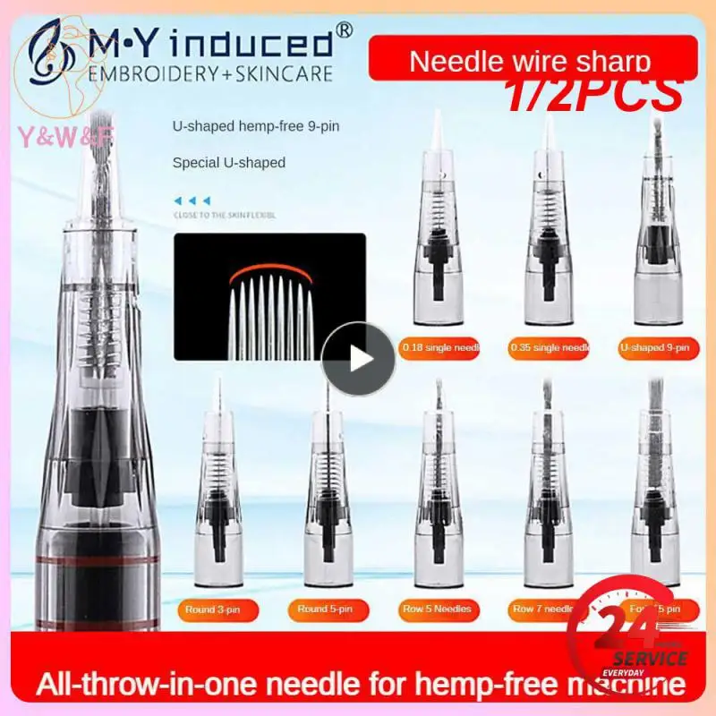 

1/2PCS Tattoo Needles Cartridges For Permanent Eyebrow Lips Needles Embroidery Microblading Makeup Needles Anesthetic Free