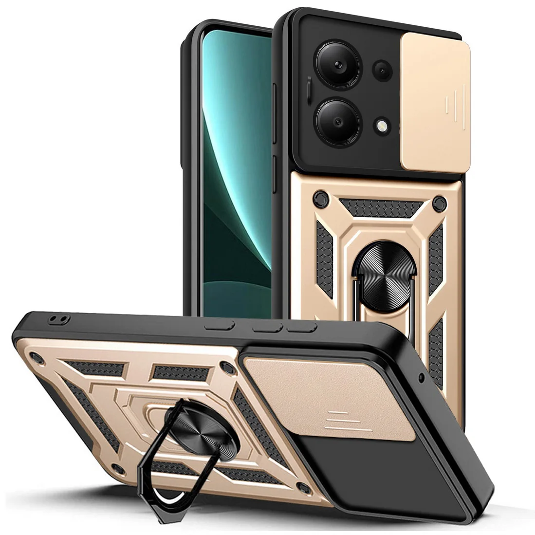 thumbnail image 1 of Camera protect case for Xiaomi Redmi Note 13 Pro 4G 13 12S 12 Pro + 11E 11 Pro 11S 11T 10 Pro 10S 9T 9 8 Armor Hybrid Ring Cover, 1 of 5