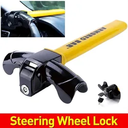 Heavy Duty Universal Steering Wheel Lock - Robust Anti - Theft Security Device (Black)