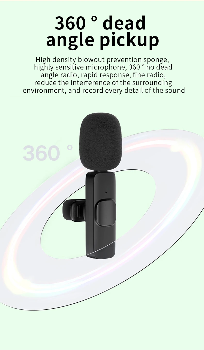 Microphone Sans Fil 2 en 1 Avec Réduction de Bruit Intelligente-6