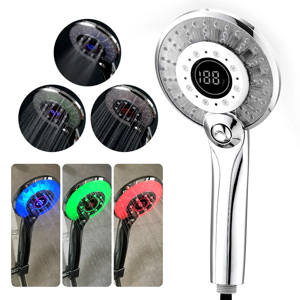 

LED Shower Head Temperature Digital Display High Pressure Shower Water Saving Creative Shower Bathroom Accessories