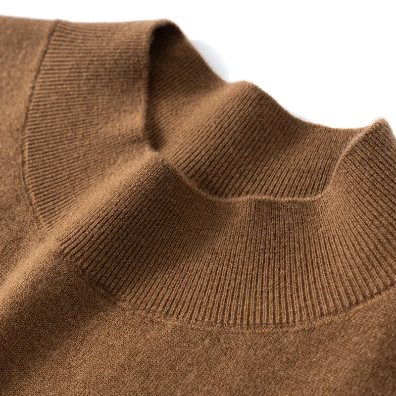 Summer New Short Sleeved Men's Half High neck Pullover Vest Casual Knitted Thin Base Shirt Spun Wool T-shirt Men's Clothing