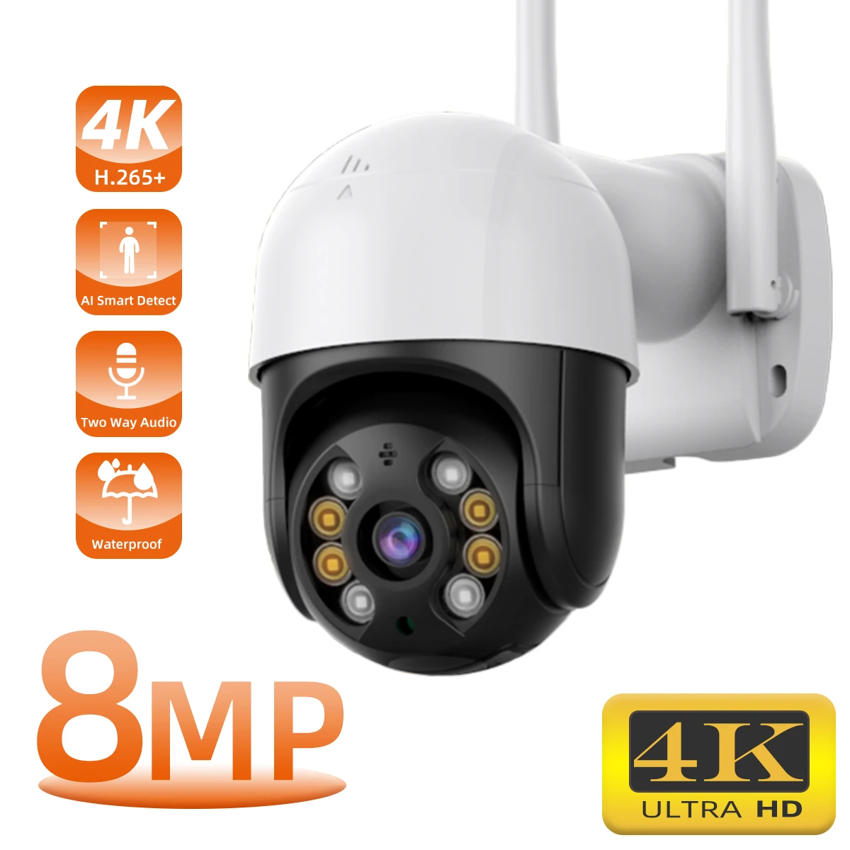 8MP 4K IP Camera Mini Speed Dome Auto Tracking PTZ Camera Smart Home ...