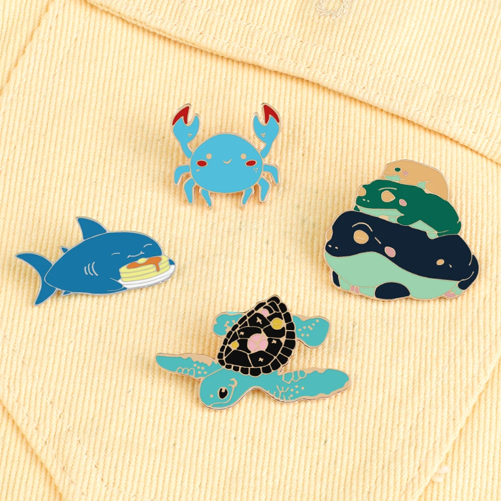 Cartoon Animal Brooch Pin, Couple Fishbone Enamel Pins For Clothes Collar,  Backpack, Metal Badge