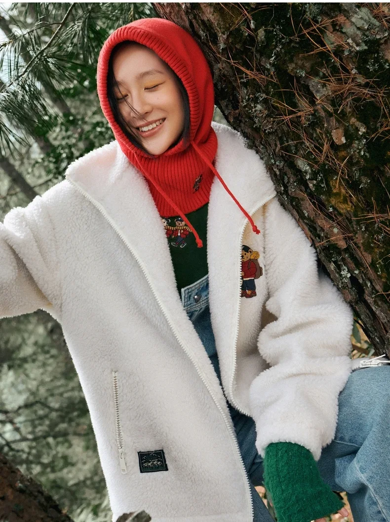 

Oversize Loose Casual Jackets For Women, White Color , Zipper Coat , Full Sleeves Fleece Flocking Jacket, vestidos para mujer