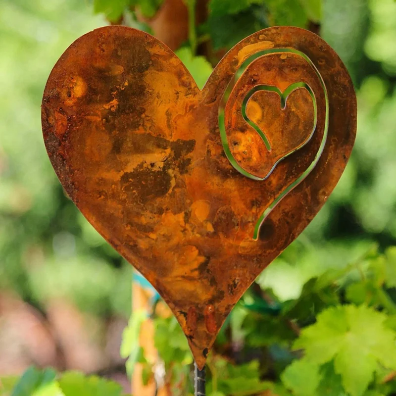 

1PCS Heart In The Garden Heart Stake In The Garden Rusted Heart Made Of 14Ga Metal