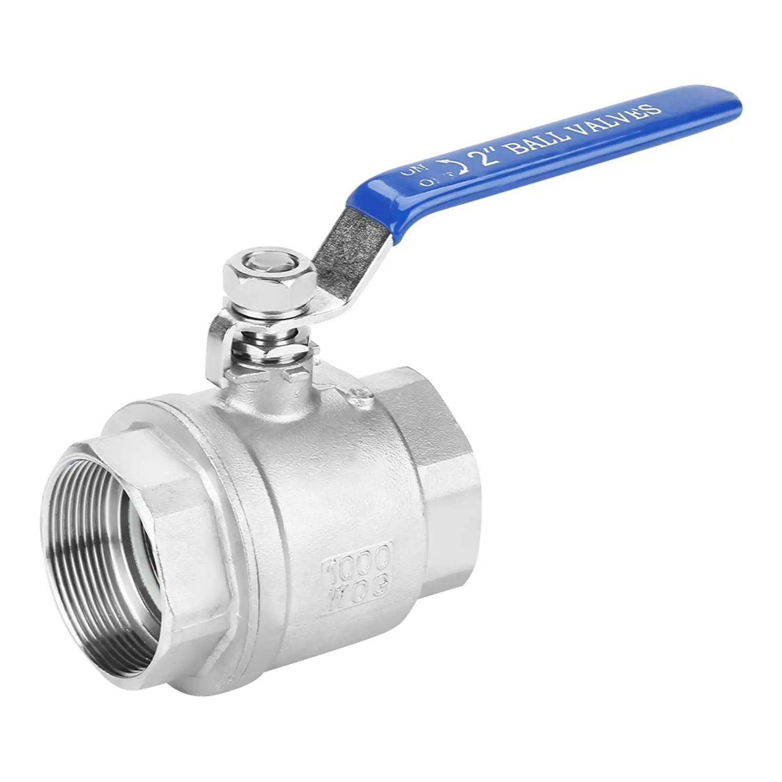 304 Stainless Steel 2-Way Ball Valve DN50 Full Port Female Thread 1000 WOG Solenoid Valve-Superior Sealing Performance