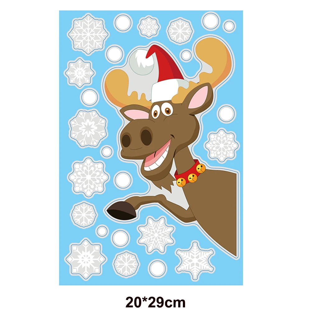 Pegatinas navideñas para ventanas, decoración navideña, copos de nieve, Papá Noel, reno, calcomanías para ventanas de vidrio, decoraciones navideñas
