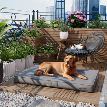 L XL XXL Dog Bed 3D Technology Microfiber Leather Cover Foldable Pet Cushion leeping Mat Gray and Brown Color Bite Proof 1