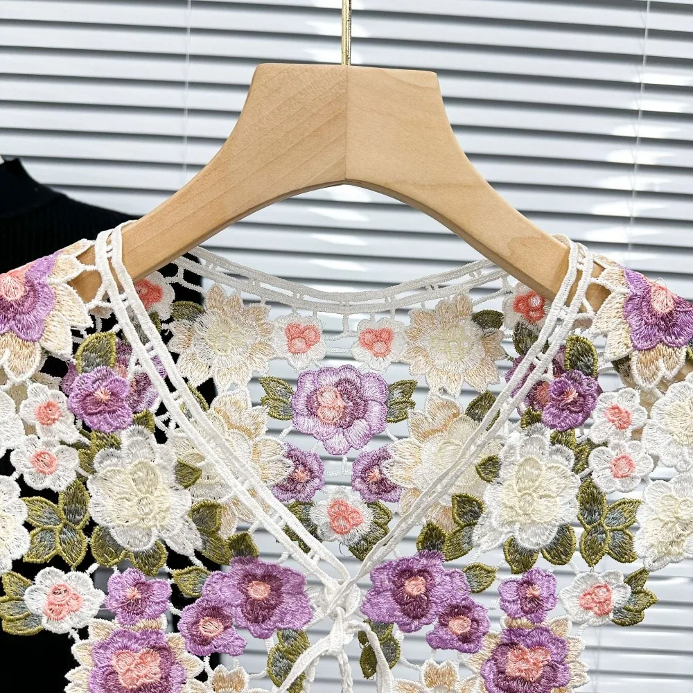 Embroidery Women\'s Lace Collar New Collar Insignia Lace Up Shawl Bow Neck Fake Collar Detachable Shirt