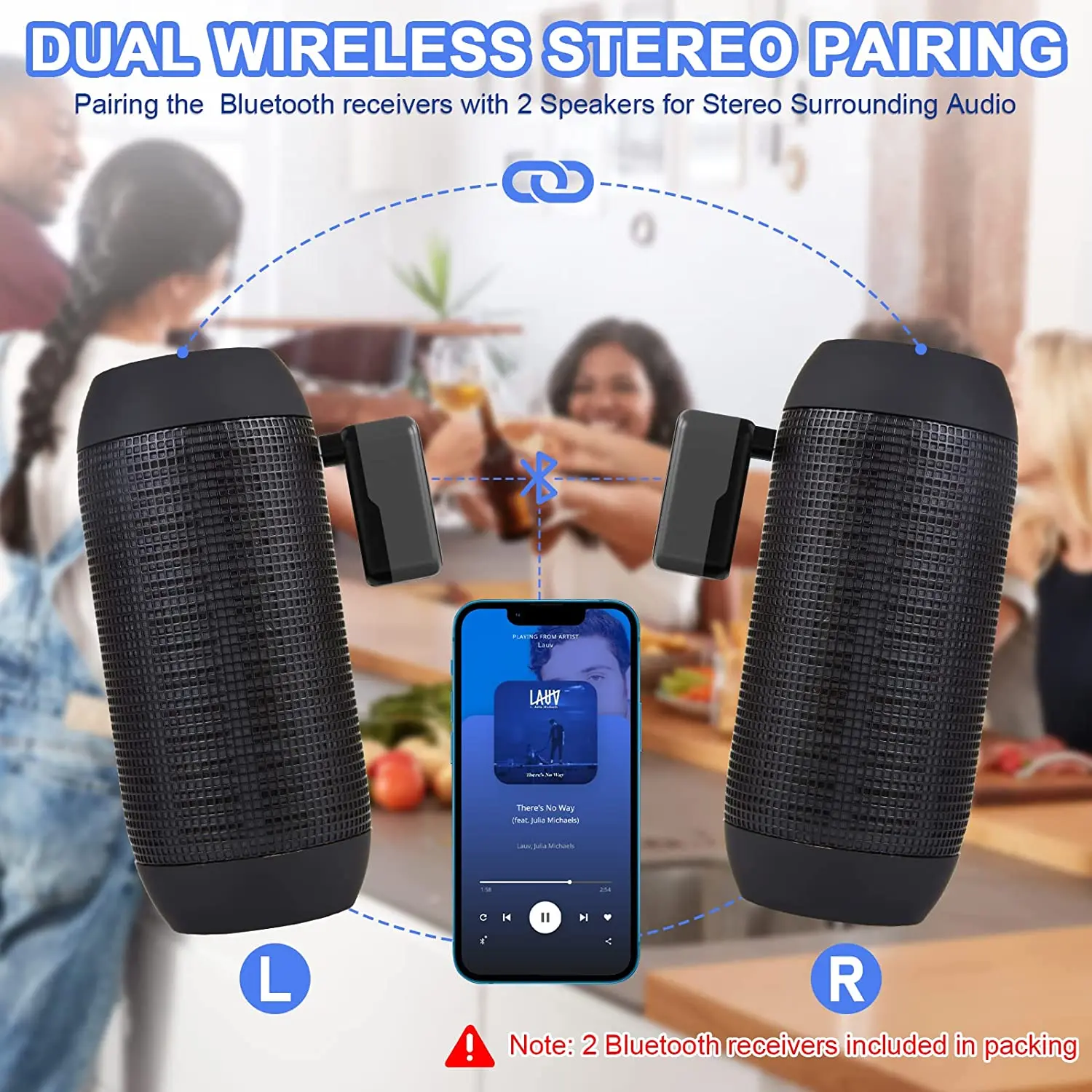 Bluetooth 5.3 Audio Receiver 3.5mm HIFI Stereo Lossless Music Wireless Adapter Support TWS Mode With Mic for Car Home Headphones