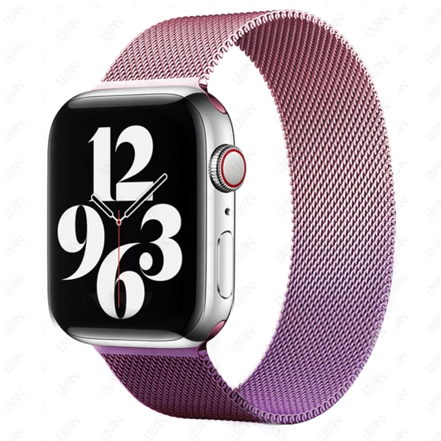 Magnetic Loop Strap For Apple watch Band 45mm 41mm 44mm 40mm 42mm 38mm Stainless steel correa bracelet iWatch serie 3 7 5 6 se 3 pink Purple 44