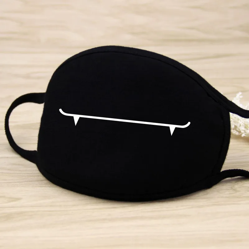 Black Mascarillas Dustproof Mouth Mask Little Bear Print Cotton Face Mouth Mask Cartoon Face Reusable Fabric Anti Pollution