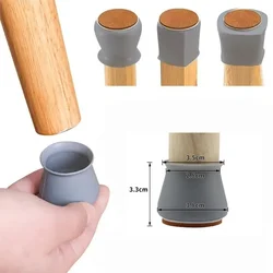 Silicone Chair Leg Protectors with Non - Slip Felt Pads - Set of 16, Floor Scratch Guards (L - round grey)