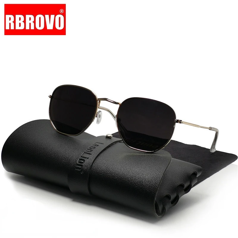 RBROVO Metal Vintage Polygon Sunglasses Men 2022 Luxury Brand Glasses For Men/Women Designer Eyewear Men Oculos De Sol Masculino