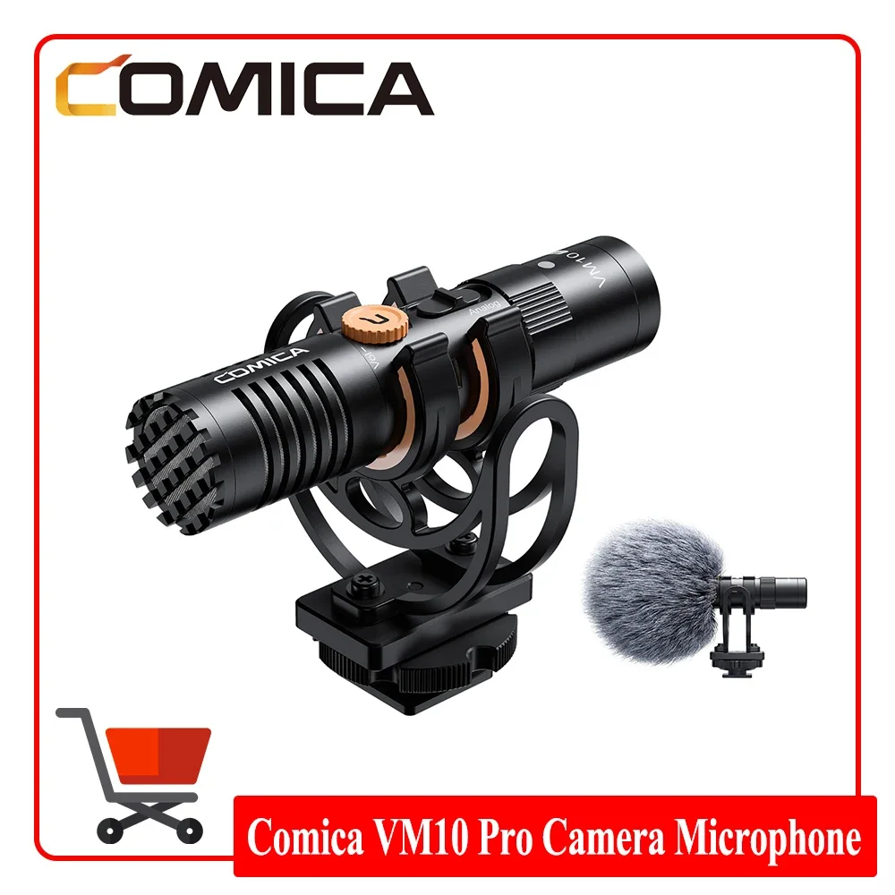 

Микрофон для камеры Comica VM10 PRO, дробовик с противоударным креплением и управлением усилением, для смартфонов iPhone, Android, DSLR