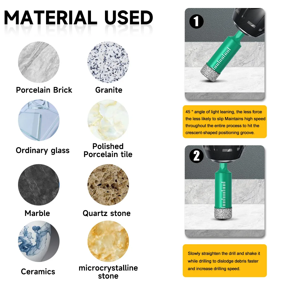 Diamond Drill Bit 6-16mm Hex Shank Built in Cooling Wax Porcelain Tile Glass Granite Marble Ceramic Hole Saw Cutter Drill Bit