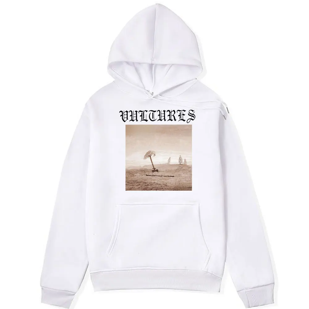 Rapper Kanye West Vultures Graphic Hoodie Men Women Hip Hop Oversized Hooded Sweatshirts Y2k Clothes Streetwear Fleece Pullover