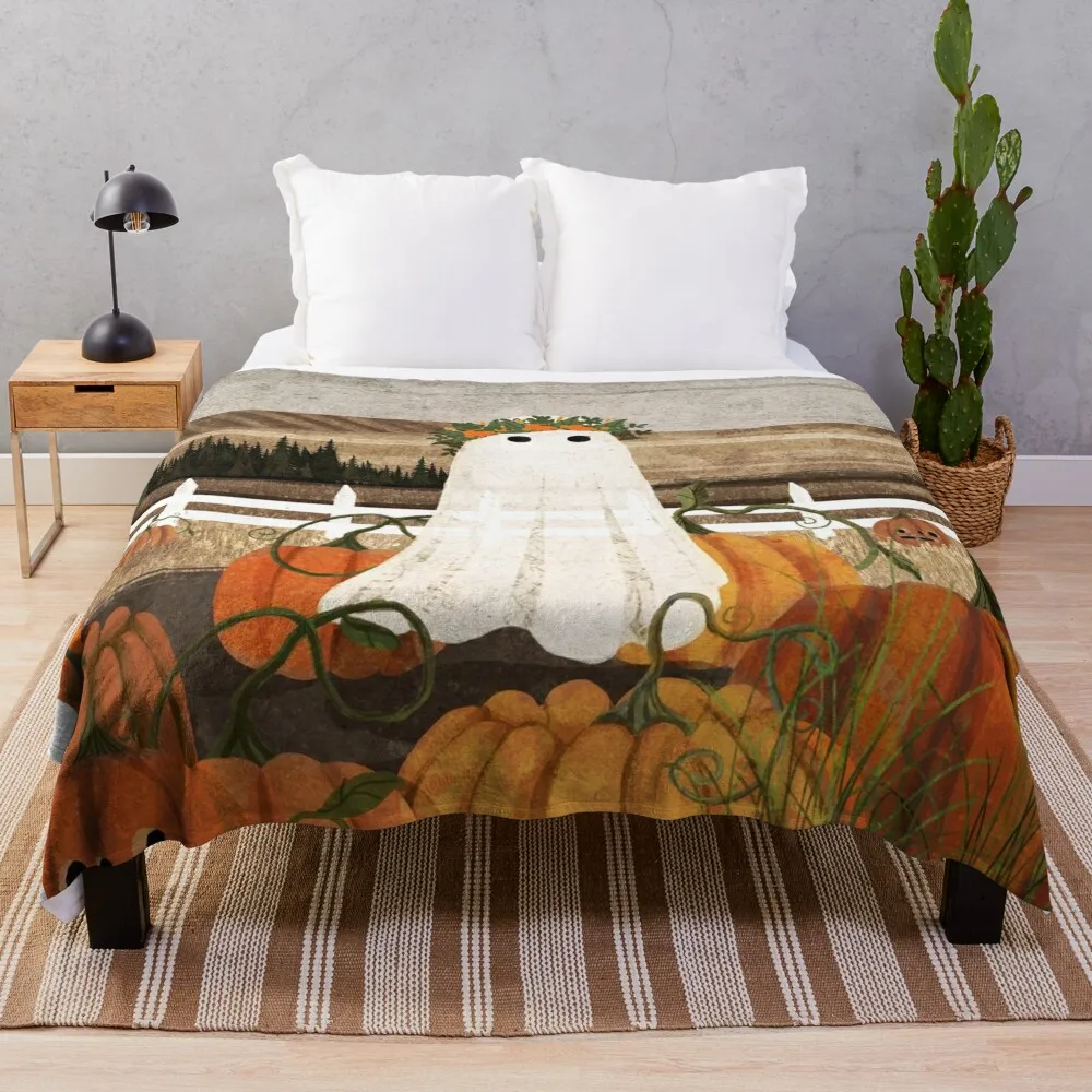 

There's a Ghost in the Pumpkins Patch Again... Throw Blanket Luxury Blanket Luxury Designer Blanket Beautiful Blankets wednesday