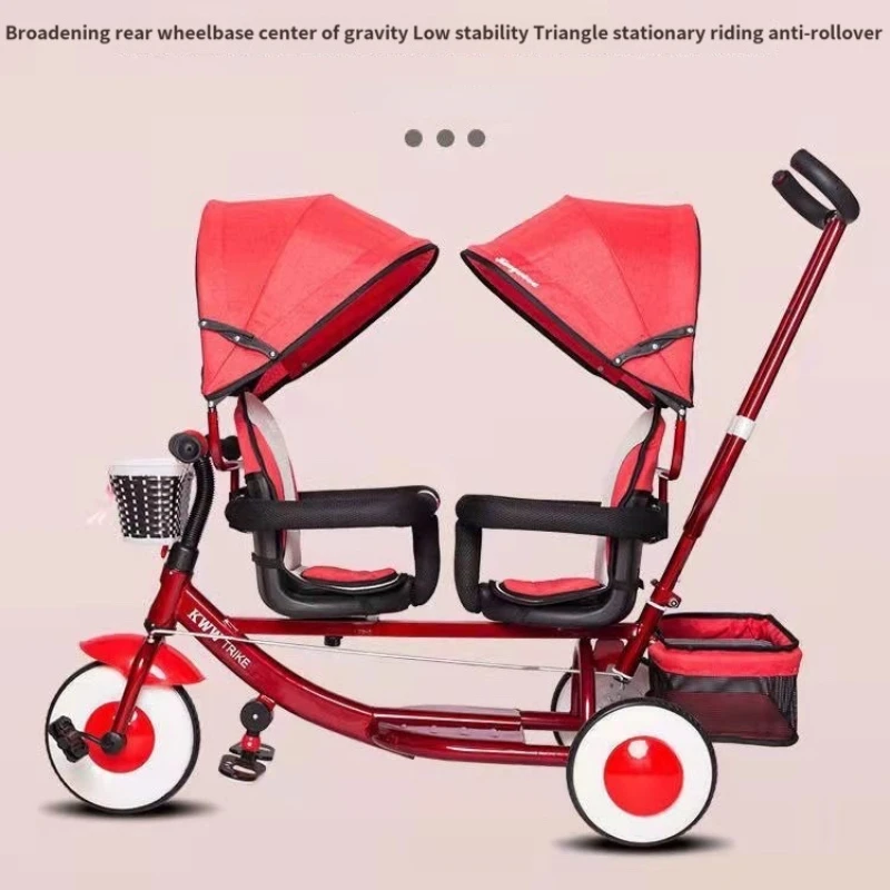 Passeggini Doppio Gemello Con Ruota Pneumatica Carrozzina Da Viaggio Universale Carrozzina Per Bambini Triciclo In Vendita Baby Push Trike