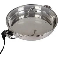 Electric Skillet By Cucina Pro - 18/10 Stainless Steel Frying Pan with Tempered Glass Lid,Handle,16" Round,Includes Recipe Guide 1