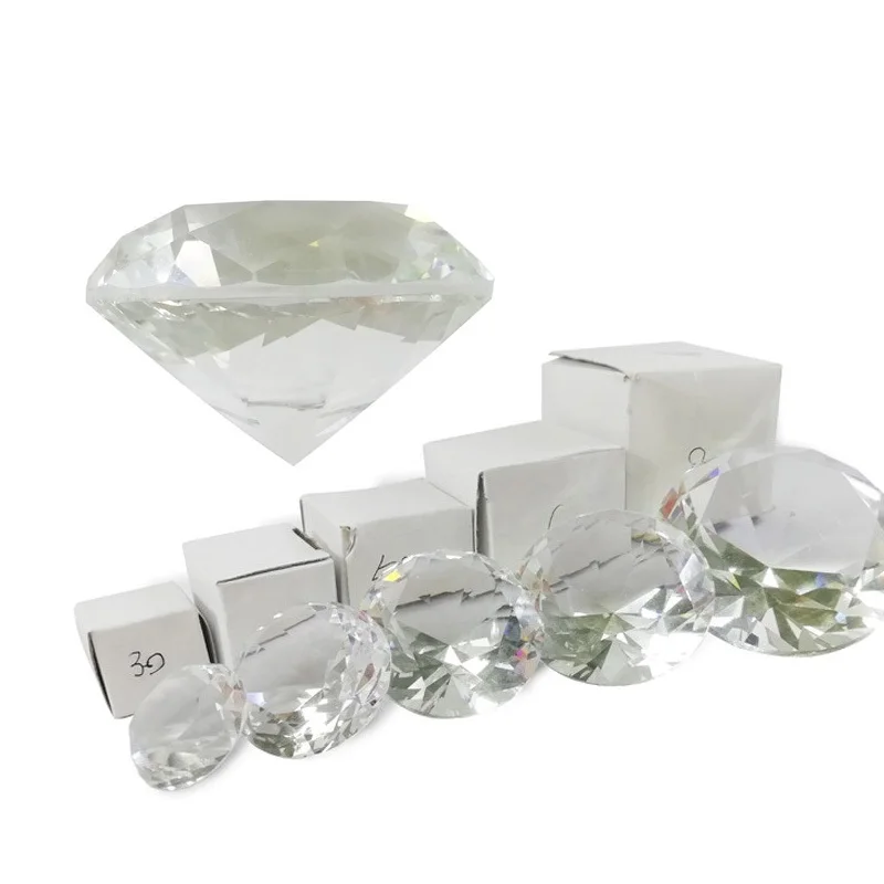Crystal Glass Diamond Ornament - Transparent Decorative Gem